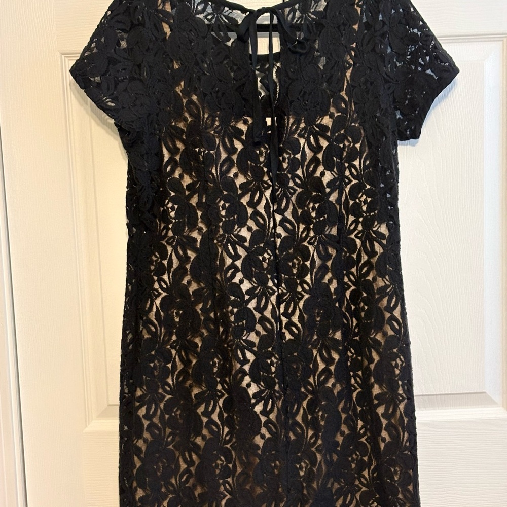 LOFT Black Lace Overlay Mini Dress Size 10  *Never Worn*